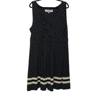 Victoria Harbour Black & Tan Polka Dot Dress Women XXL Whimsigoth Sleeveless